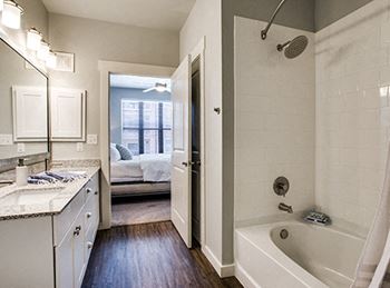 Garden soaking tubs with ceramic tile bath surround